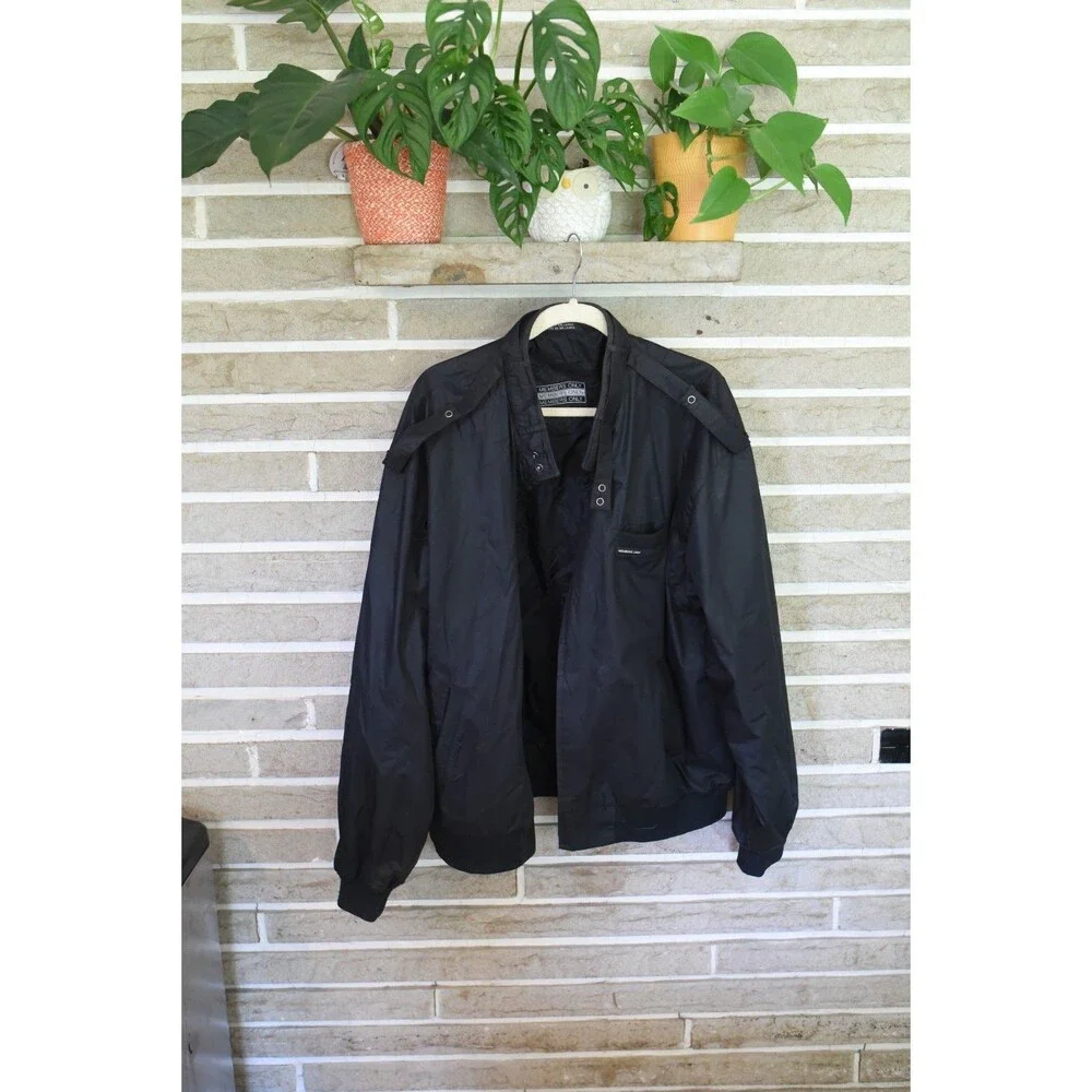 Vintage Members Only Jacket Mens 2XLT Black Full Zip Iconic Racer Bomber